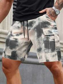Men's Casual Tie-Dye Lightweight Breathable Outdoor Cargo Shorts - Khaki - View 1