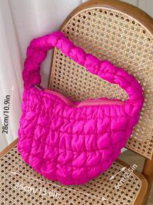1 Peça Bolsa Plissada com Formato de Nuvem, Bolsa Transversal de Grande Capacidade, Bolsa Matelassada com Grade, Bolsa de Ombro Adequada para Guardar Telefones Celulares, Cosméticos, Cabos de Carregamento, Garrafas de Água, Bolsa Acolchoada para Axila na Cor Rosa Vermelha, Bolsa de Ombro Fashionista, Bolsa de Pastelaria Portátil para Escola, Transporte, Trabalho, Viagem, Férias, Bolsa de Ombro Multiuso para Adolescentes Meninas, Mulheres, Estudantes Universitários, Professores, Enfermeiras, em Estilo Coreano