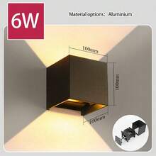CANMEIJIA 上下照明方形户外防水壁灯，85-265V 照明灯具，铝/塑料可选，IP65/IP33 防护等级，家居装饰室内照明，适用于户外阳台/庭院/花园/楼梯/街道/客厅/卧室/厨房/浴室/走廊 - 方形壁燈 - 查看 11