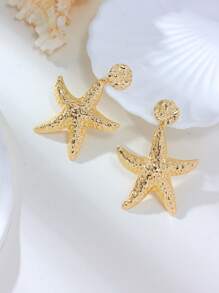 1 Pair Gothic Punk Exaggerated Starfish Design Earrings, Charming Ocean Themed Jewelry Suitable For Beach Travel, Casual Gatherings, Gifts For Friends