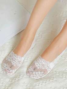 Women's Socks Summer Breathable Sweat Absorption Deep Mouth Lace Silicone Non-Slip Thin Cherry Blossom Boat Socks, No Show Socks - Multicolor - View 6