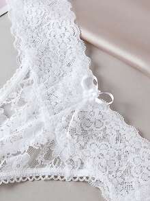 Aofeiqike Sexy Sheer Deep V Lace Wireless Bra Set With Open Back, Breathable & Elegant Lingerie For Women - White - View 3