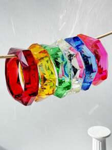 1pc Summer New Geometric Rhombus Transparent Resin Bracelet, Personalized Creative Stacking Jewelry Gift