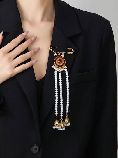 1pc Fashionable Luxury Sparkling Bohemian Iron Alloy Brooch, Suitable For Year-Round Wear