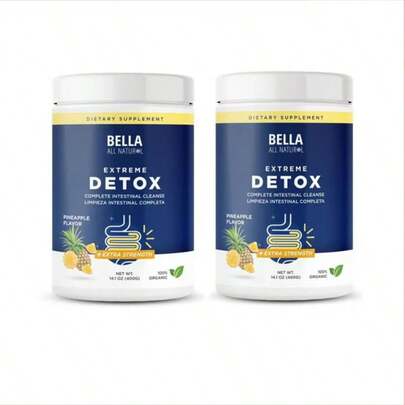 BELLA Extreme Digestive Support Supplement - Pineapple-Flavored Gentle Colon Cleanse, High Fiber & Essential Vitamins For Intestinal & Colon Health, 40 Servings (400g), Dietary Supplement, Gut Health Aid | Professional Packaging | Highfiber Formula