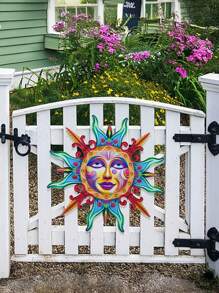 1 Pc Metal Sun Face Outdoor Wall Decoration, 13-Inch Colorful Sun Wall Art Hanging Decorative Gift, Wery Suitable For Garden Decoration, Balcony, Courtyard, Terrace, Fence