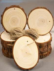 15 natürliche runde Holzscheiben, 2,4–4,0 Zoll großes Holzbausatz mit vorgebohrten Löchern, handgefertigte Holzkreise für Untersetzer, rustikale Hochzeit, handbemalte Weihnachtsdekoration, DIY-Bastelarbeiten