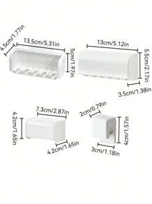 1 pièce Support mural pour brosse à dents sans perçage avec couvercle, Porte-brosse à dents électrique, Porte-dentifrice, Organisateur de brosse à dents auto-adhésif 2/5/6 fentes, Accessoires de rangement pour salle de bain (Blanc), Décoration de la maison et de la salle de bain Retour à l'école