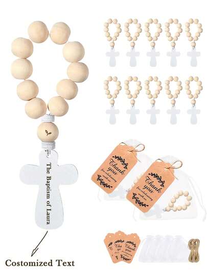 Conjunto de 5/10 Terços de Madeira Personalizados, Inclui Terço Bege e Saquinho de Organza, Ideal para Lembrancinhas de Casamento, Aniversários, Batizados, Primeira Comunhão e Presentes para Cerimônias Religiosas. Indicado para estudantes do Ensino Fundamental II, Ensino Médio, Ensino Superior e Universidades. Perfeito para estudantes do primeiro e segundo ano. Amor Eterno