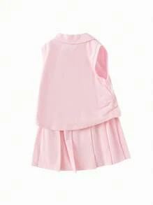 Balabala Ensemble jupe plissée pour bébés filles, tenue d'été douce et adorable