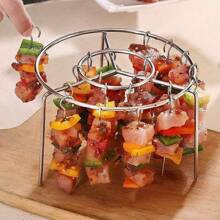 1 Set aus Edelstahl Grill + Barbecue Grill, Barbecue Set, Heißluftfritteuse, Ofen, Grill, Barbecue Grill, Küchenutensilien, Kochen, geeignet für Fleisch, Fisch, Gemüse, Obst, Feiertagsfeste, Party Geschenke, wiederverwendbare Edelstahl Barbecue Spieße und Grill