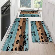 1pc Creative Modern Wood Grain & Dog Paw Print Funny Pattern Bath Mat, Soft Anti-Slip Water-Absorbent Washable Cartoon Healing Carpet, Rectangle Low-Pile Area Rug For Living Room, Bedroom, Kitchen, Laundry Room, Bathroom