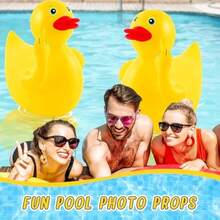 2 Pack 4 Feet Giant Inflatable Duck Huge Rubber Duck Large Blow Up Duck Inflatable Duck Pool Float Summer Beach Swimming Pool Party Dration Middle Finger - Yellow - View 4