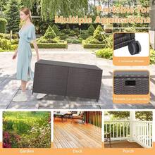 270 660L Garden Storage Box Weatherproof Rattan Deck Box With Zippered Liner And Solid Pneumatic Rod Outdoor Utility Chest Container For Patio Cushions Gardening Tools 660L With Wheels - Brown - View 4