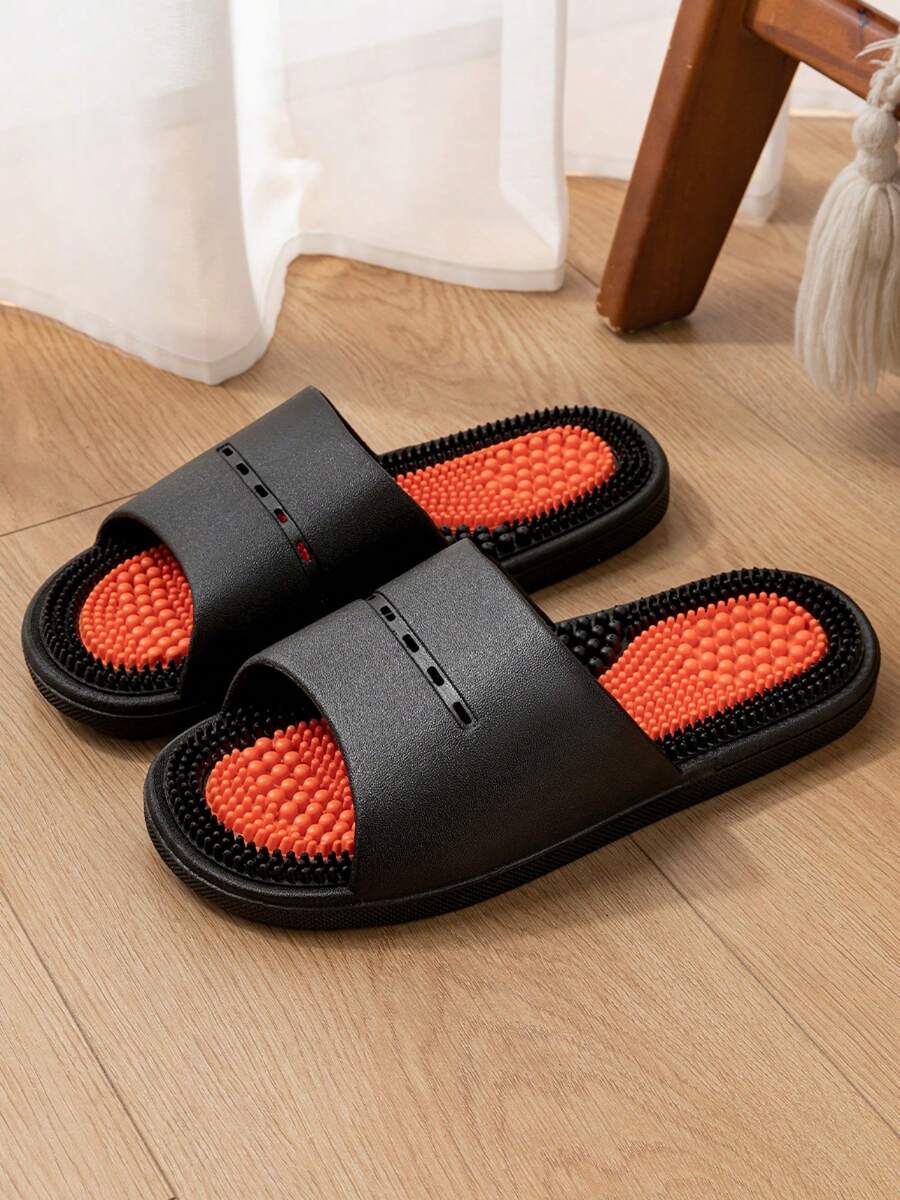 Pantuflas de masaje grises para hombres - Diseño de puntos de presión, sandalias de ducha, cómodas y suaves, antideslizantes y duraderas - negro - Ver 1