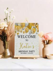 1pc- Custom Birthday Posters, Greeting Signs With Customizable Names And Sparkling Surfaces, Personalized Birthday, Wedding, Shower Welcome Signs, Elegant Wall Banners, Holiday Home Decorations For All Birthday Occasions, Holiday Home Decorations, Reusable Backboards, Party Walls, Outdoor Displays And Commemorative Photo Gifts, Class Gatherings And Family Celebrations, Birthday Party Backgrounds - Multicolor - View 5