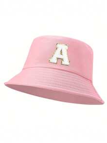1pc Women'S 26 Letters Bucket Hat, Personalized Fashion Casual Sun Hat, Casual Holiday Beach Sun Hat For Travel, Daily Travel Outdoor Sports Hat, Sun Hat, Minimalist Bucket Hat, Lightweight And Foldable, Suitable For Outdoor, Travel, Hiking, Picnic, Commuting, Etc., Also A Great Gift For Mom Or Friends