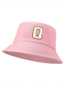 1pc Women'S 26 Letters Bucket Hat, Personalized Fashion Casual Sun Hat, Casual Holiday Beach Sun Hat For Travel, Daily Travel Outdoor Sports Hat, Sun Hat, Minimalist Bucket Hat, Lightweight And Foldable, Suitable For Outdoor, Travel, Hiking, Picnic, Commuting, Etc., Also A Great Gift For Mom Or Friends