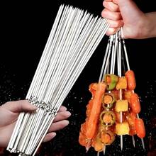 5/10/20 Pieces Flat Thick BBQ Skewers, 11.8 Inch Grill Skewers, Grill Iron Skewers, Reusable Grill Kebab Skewers - Heat-Resistant & Dishwasher Safe, Suitable For Family Gatherings, Kitchen Tools, Outdoor Cooking, Night Markets, Restaurants, Barbecue, Camping, Picnics, Party Supplies, Barbecue Parties, Sleek Metallic Skewers | Durable Bbq Sticks, Grilling Accessories For Outdoor Grill