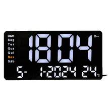 Relógio Digital LED De Parede E Mesa Calendário Alarme Data Temperatura LE-2167 - Preto - Visão 5