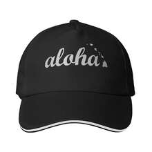 Aloha Hawaiian Islands Baseball Cap Adjustable Unisex Hat For Men Women Fashionable Sun Hat Breathable For Casual Outdoor Street Daily Wear - Black - View 3