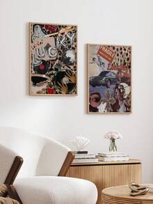 2 幅红樱桃海报手挂画幸运挂画 8 球墙艺术星墙印刷品时尚墙饰复古海报客厅墙壁装饰无框