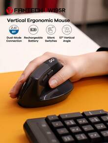FANTECH 人体工学鼠标，可充电蓝牙无线垂直鼠标静音开关 2.4GHz 或蓝牙兼容 Windows 7 或更高版本、OS 10.11 或更高版本 - 彩色 - 查看 13