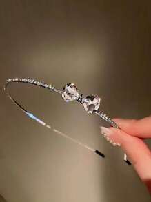 1pc Elegant Rhinestone Bow Headband, Versatile Simple Hair Hoop Fashion Accessory, Hair Band, Diadema