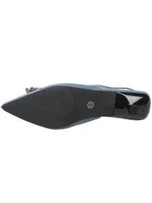 Sandali con punta chiusa da donna in taglie forti, sandali estivi con punta a punta, tacco alto, cinturino alla caviglia e fibbia con strass