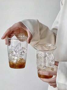 1 件/2 件创意高硼硅玻璃杯，简约透明咖啡或牛奶杯，返校季