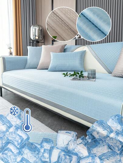 غطاء أريكة من الحرير الطبيعي وخفيف الوزن لفصل الصيف قطعة واحدة، بتصميم بسيط أحادي اللون، من ألياف البوليستر 100% قابل للغسيل بالغسالة، مقاوم للانزلاق وقابل للتهوية ومناسب للحيوانات الأليفة، مناسب لغرف المعيشة والطعام والنوم و ديكور البيت والأريكة