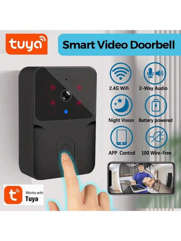 1 Piece Of Graffiti Wireless Doorbell Camera With HD Video, Night Vision And Voice Change Smart Home Security System Monitor, Doorbell Camera Wifi Smart Video Doorbell, Home Intercom WiFi Rechargeable Security Doorbell