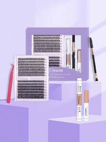 280 chiếc, D Curl, Bộ nối mi tự làm, Mi từng cụm D Curling, Cụm mi có keo dán mi, Tháo mi và dán mi, Dụng cụ cọ gắn mi tự dán tại nhà, Bộ mi, Lông mi, Lông mi giả - màu đen - Xem 9