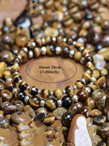 1pc 8mm Tiger's Eye Power Bracelet Emotional Balance Yoga Meditation Power Jewelry For Women Men - Protection, Courage, Focus, Grounding - Multicolor - View 3