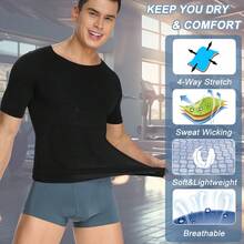 Slimming Mens Tummy Control T-Shirt Abdomen Belly Gynecomastia Compression Shapewear Tops Body Shaper To Hide Man Boobs Muscle T-Shirts Underwear