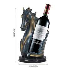 OUKANING Pferd Form Wein Rack Harz Tier Statue Wein Flasche Halter Wein Flasche Halter - Rostbraun - Übersicht 3