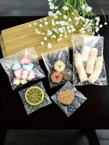 100 个磨砂圆点自粘袋时尚款式适合毕业季、婚礼、生日、母亲节、食品袋、糖果袋、节日礼品包装袋、烘焙包装用品 - 彩色 - 查看 1