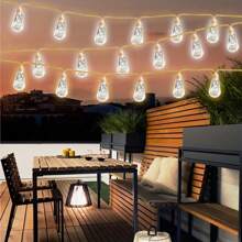 1pc Solar Powered Fairy String Lights, Solar Powered Vintage Gourd Rope Lights With 16 Bulbs, 8 Illumination Modes, Waterproof String Lights For Outdoor Patio, Balcony, Fence, Garden, Christmas Decor