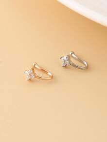 1 件迷你四叶草 U 形假鼻环，适合女性鼻环，无穿孔，适合青少年女孩 - 生日/情人节/圣诞节送给她的精美礼物