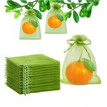 50个装花园水果保护网袋防虫防鸟水果网袋保护植物免受害虫鸟类松鼠侵害多功能抽绳收纳袋 - 彩色 - 查看 1