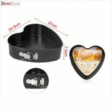 1 molde para hornear pasteles, molde para pasteles de embrión, molde de fondo móvil, molde para pasteles caseros antiadherente, molde de fondo plano para hornear en casa. - Forma de corazón 24,5cm - Ver 1