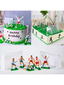 9 件套塑料足球运动员足球蛋糕装饰，足球生日派对蛋糕装饰，足球队模型 - 軍綠色 - 查看 6