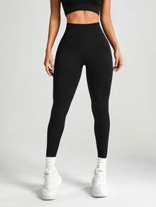 1 szt. Damskie legginsy Basic 7/8 Yoga Belt, do biegania, ćwiczeń, fitnessu, czarne