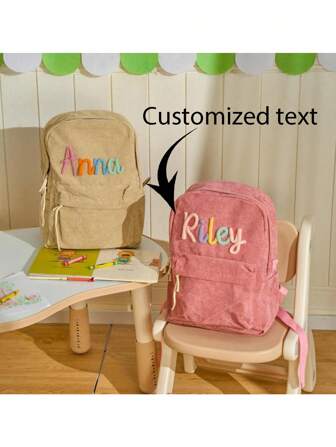 1pc Custom Backpacks Handmade Backpacks, Personalized Alphabet Backpacks, Hand-Embroidered Commemorative Backpacks Backpack Travel Bags, Gifts For Girlfriends, Gifts For Moms, Bridal/Bridesmaids Party Gifts,Back To School,School Supplies,Travel Essentials,College Essentials