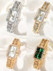 1pc New Arrivals Square Dial Women Watch, Elegant Fashionable Style With Roman Numerals And Rhinestone, Suitable For Party,Holiday,Birthday,The Best Gift Watch For Ladies