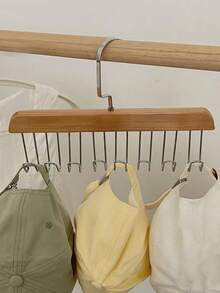 1 件多功能可旋转木质衣架，可容纳胸罩、肩带、帽子、衣服和 8 个皮带钩，节省空间，适用于家庭、宿舍和其他地方，居家和返校必需品 - 彩色 - 查看 5