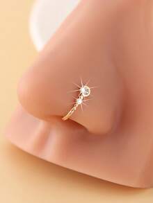 1 peça elegante estilo vintage em forma de U para mulheres, feito de zircônia cúbica sintética e cobre, joia corporal com clipe para uso diário e presente, adequado para todas as estações