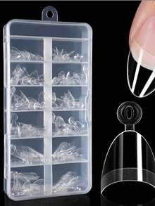 120pcs Almond-Shaped Press-On Nails Set - Ultra Short, Semi-Matte Finish In Nude Color For DIY Manicures & Pedicures - Clear - View 2