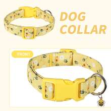 这款涤纶狗项圈采用卡通黄色蜜蜂和花卉图案，印有蜜蜂、云朵和雏菊等图案，为宠物营造出可爱活泼的氛围。项圈采用透气材质，确保宠物佩戴舒适。坚固的金属环防锈，更添时尚气息。可调节快拆扣设计，方便佩戴和取下。这款 Happy Dog 配件是一款狗项圈。 - 黃色 - 查看 3