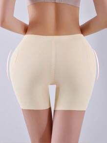 Shorts modeladores sem costura femininos com almofadas removíveis para bumbum e quadril, cintura alta, controle de barriga, modelador de seda gelada